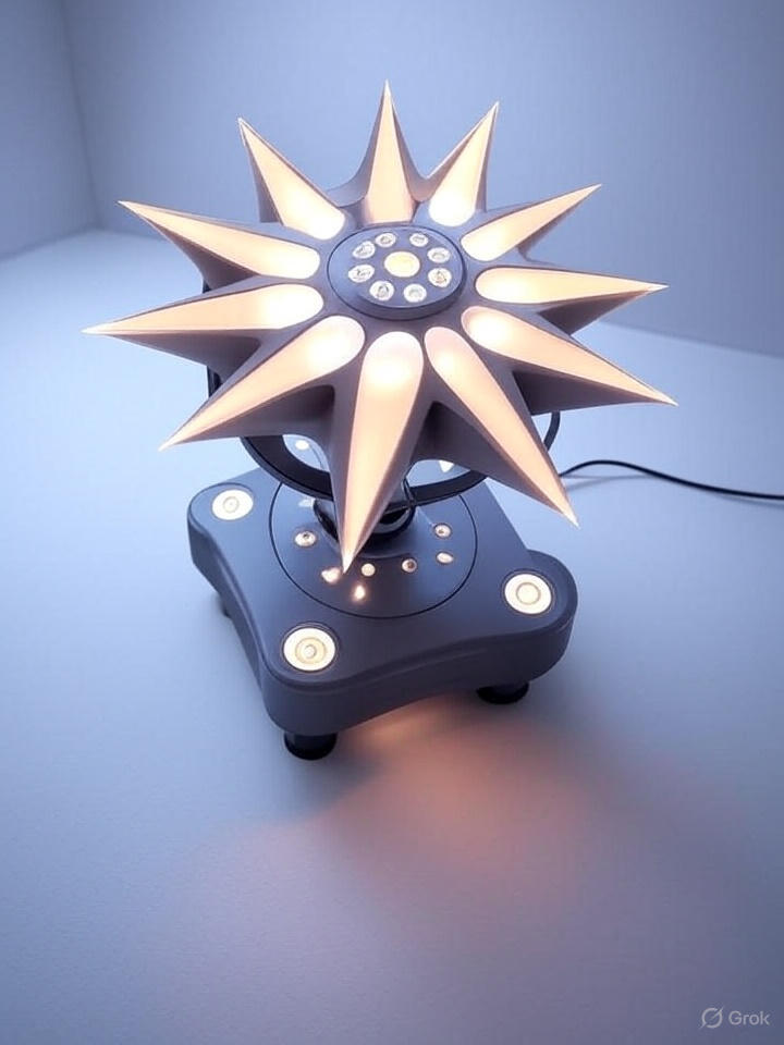 Close-up of a saccadic fixator board with illuminated targets.