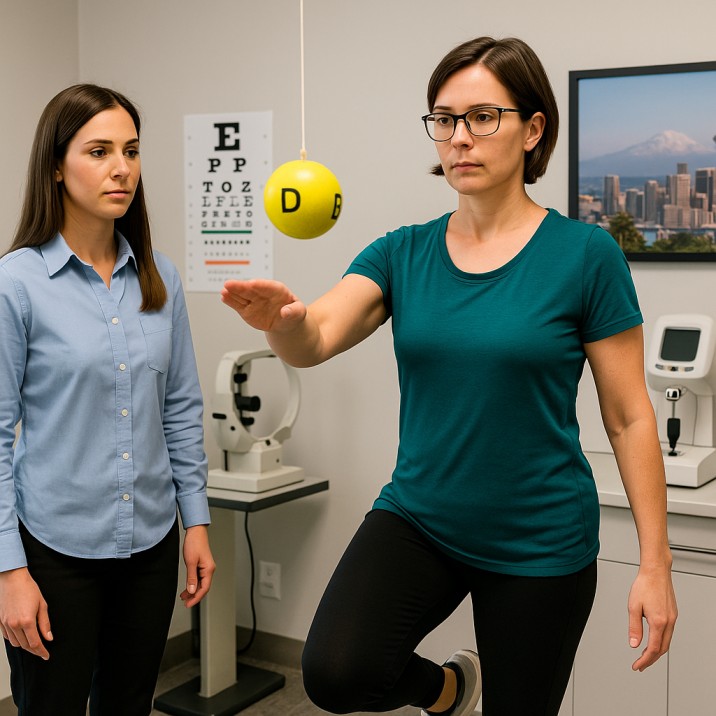 Adult engaging in advanced Marsden Ball training at a Seattle clinic.