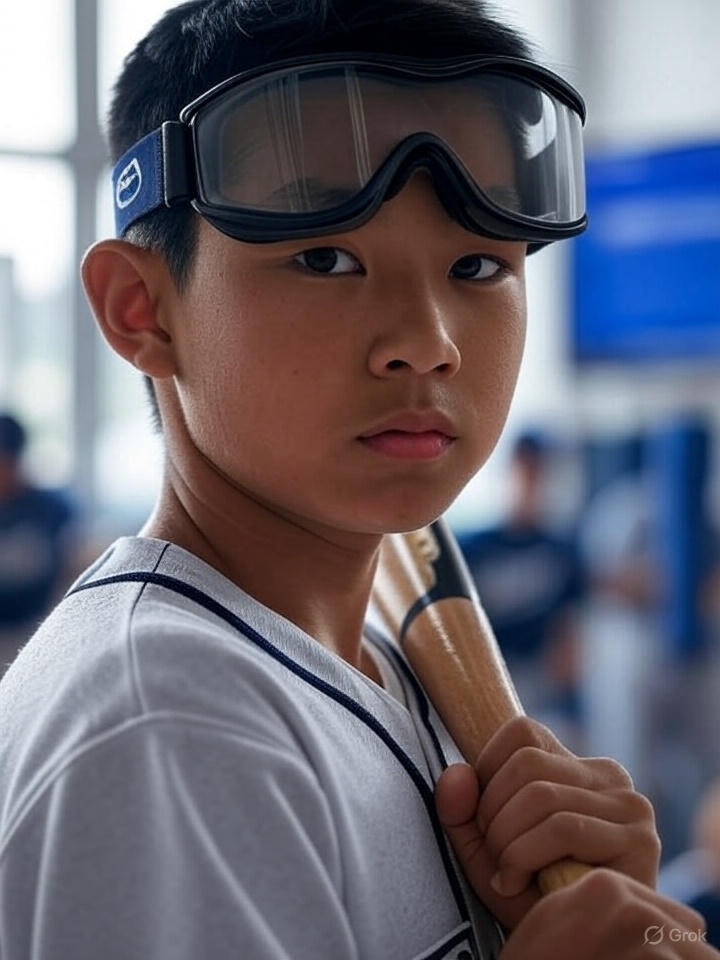 Baseball player in Seattle clinic during sports vision training drill