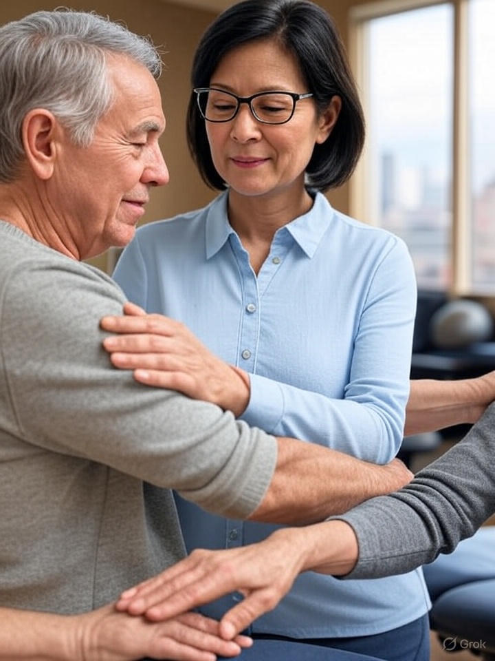 Physical therapy session for trauma recovery in a Seattle clinic.